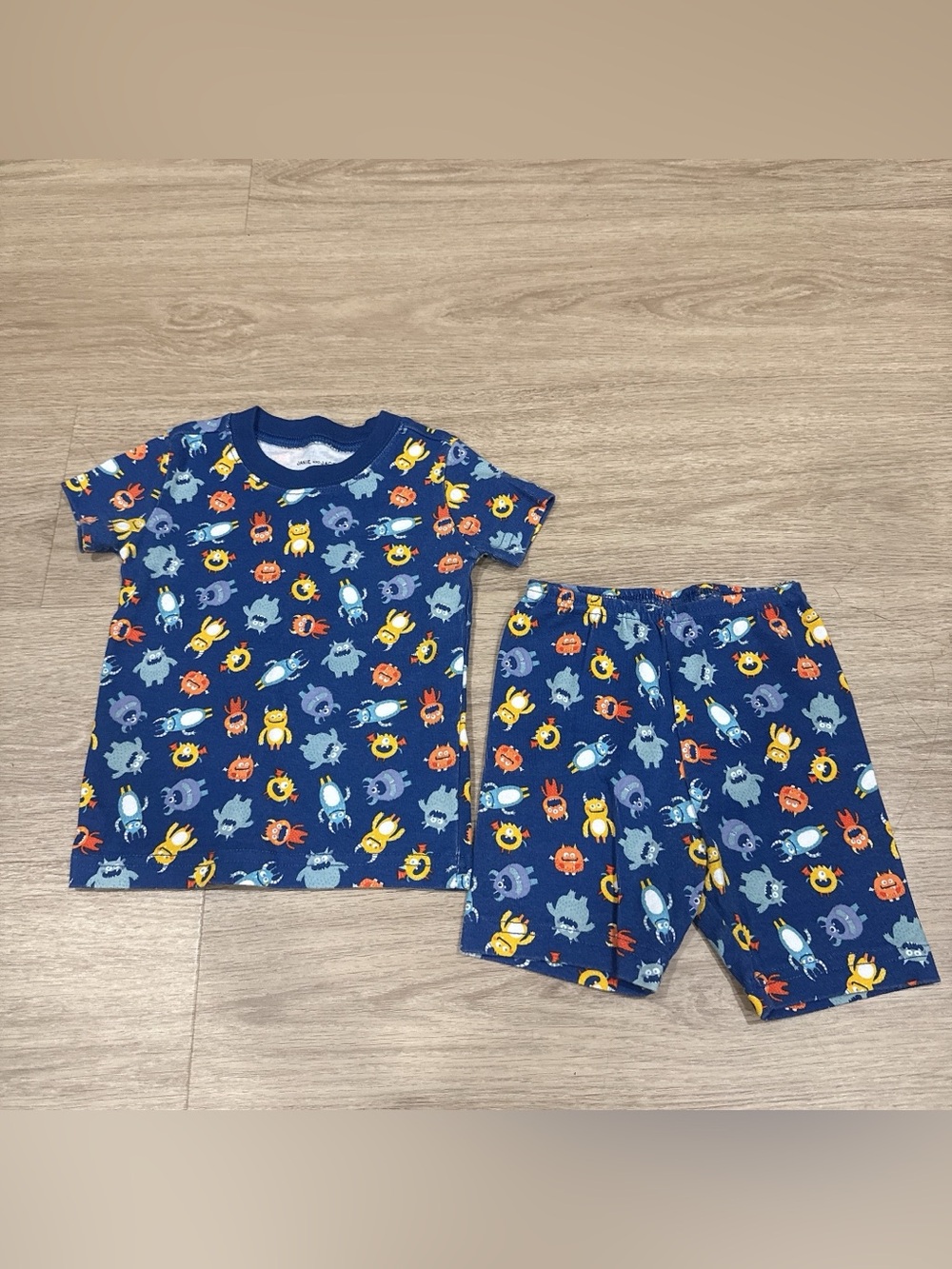 Janie and Jack Navy Blue Monster Print Pajama Set 2T